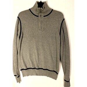 JOE Joseph Abboud Sweater 1/4 Zip Mens M Gray 100% Cotton Long Sleeves